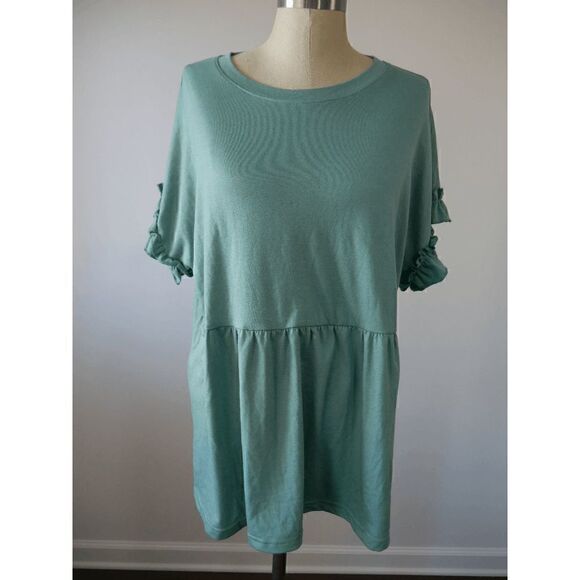 Floral Blooming Green Empire Waist Top XXL - Picture 2 of 8